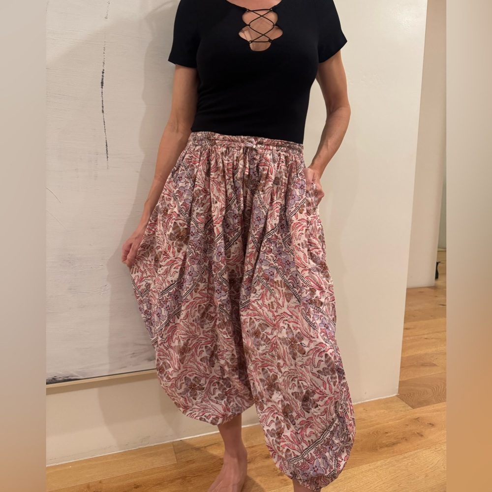 Free People Kids Paisley Print Pants - Pink and Brown